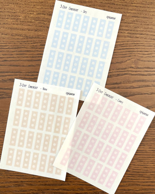 3-dot checklist in 28 colors for planners