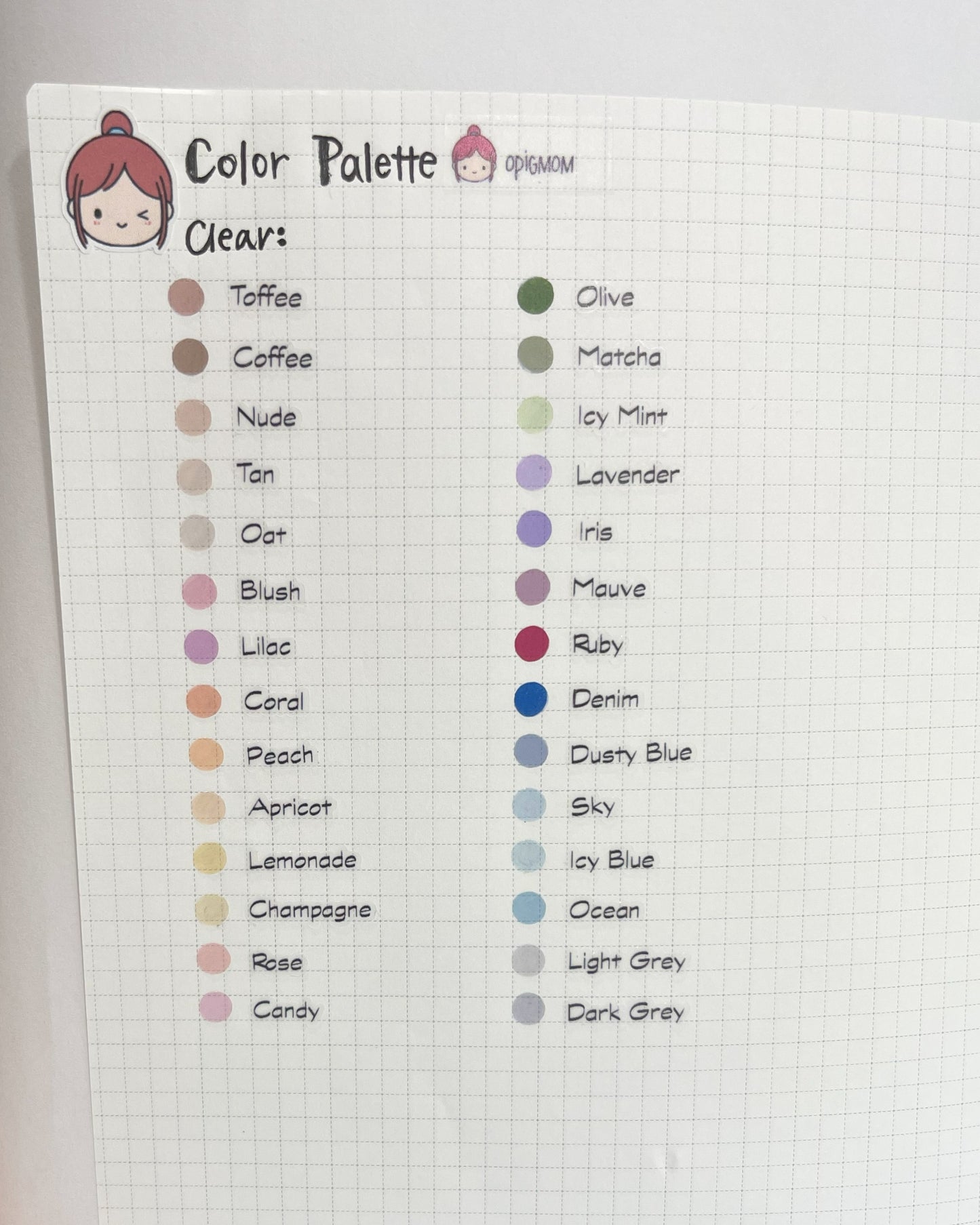 Weekdays cover for Hobonichi Weeks | Days of the week | Date Cover for Planner