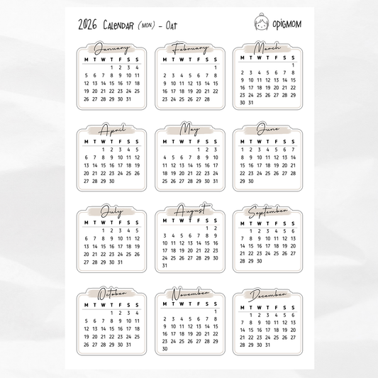 2026 Mini Calendar
