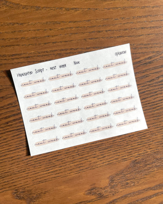 Highlighted text or header or script stickers in 28 colors for functional planner