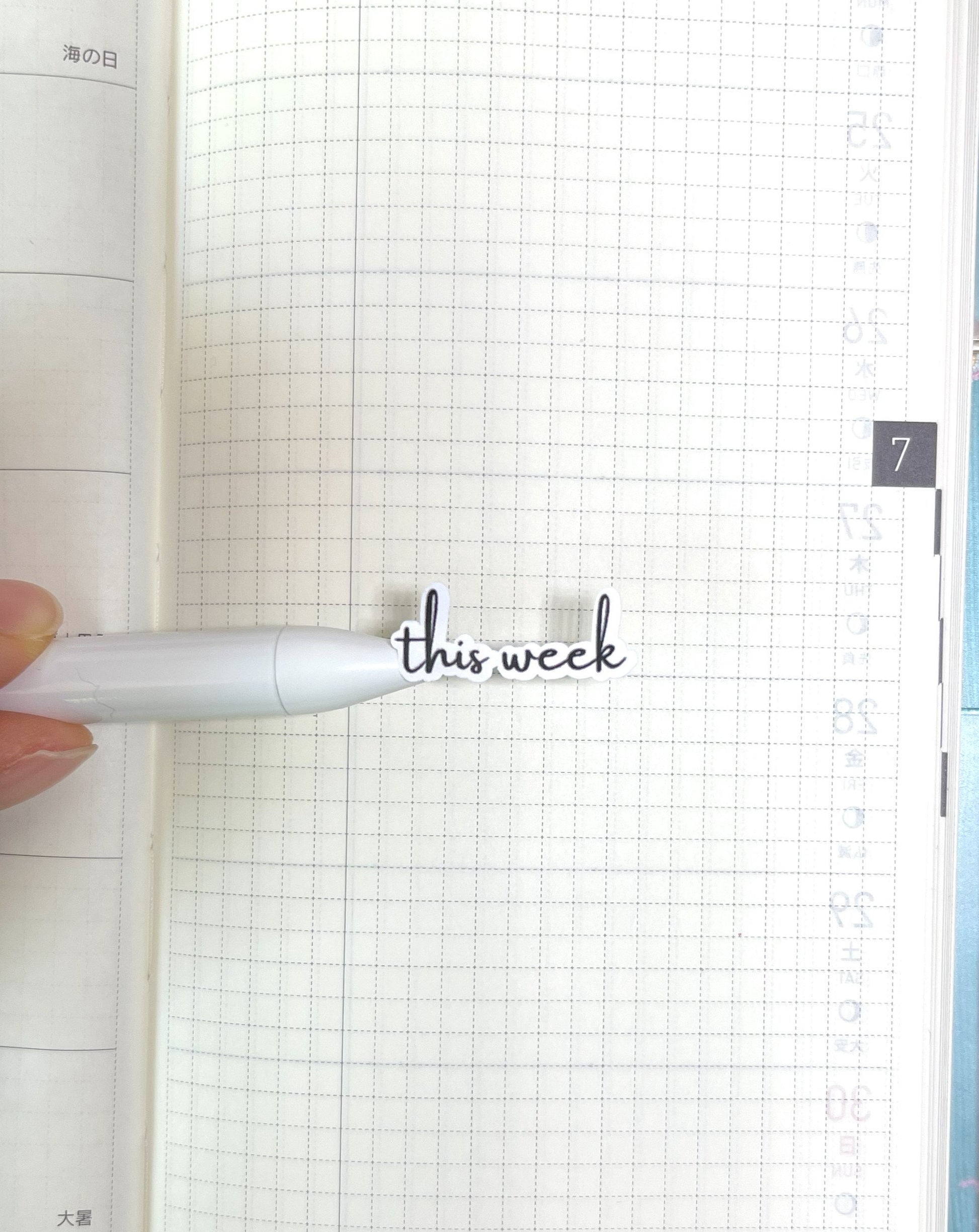 Mini text or script planner stickers with cursive font