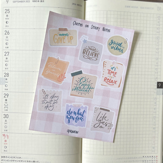 Self Care & Motivational Quotes on Sticky Notes