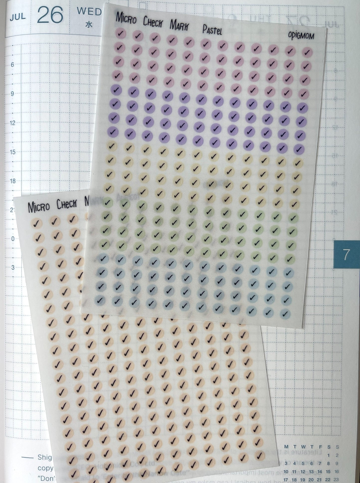 Micro Check Mark | Transparent dots | 28 colors, Functional Planner Stickers