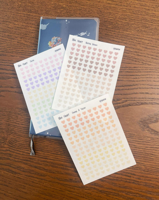 Micro Heart stickers in 28 colors for planners