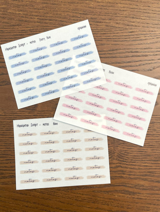 Highlighted text or header stickers in 28 colors for functional planner