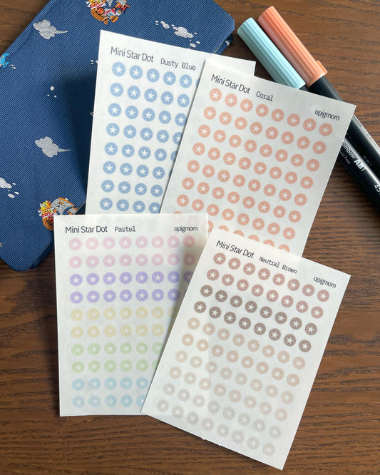 Mini Star Dot Stickers | Transparent 28 colors for Functional & Minimal Planner