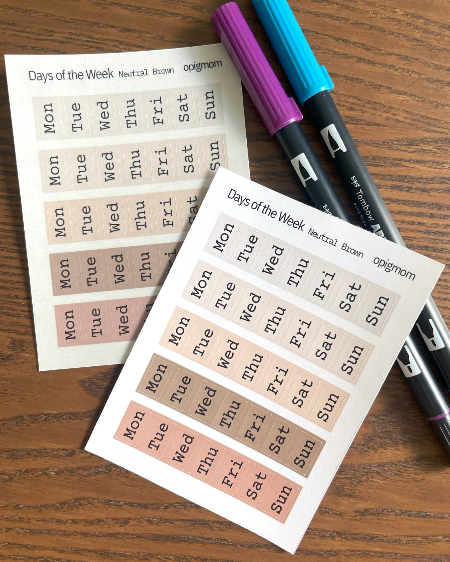Weekdays cover for Hobonichi Weeks | Days of the week | Date Cover for Planner