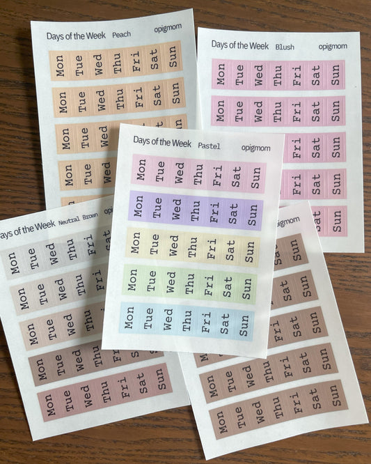 Weekdays cover for Hobonichi Weeks | Days of the week | Date Cover for Planner