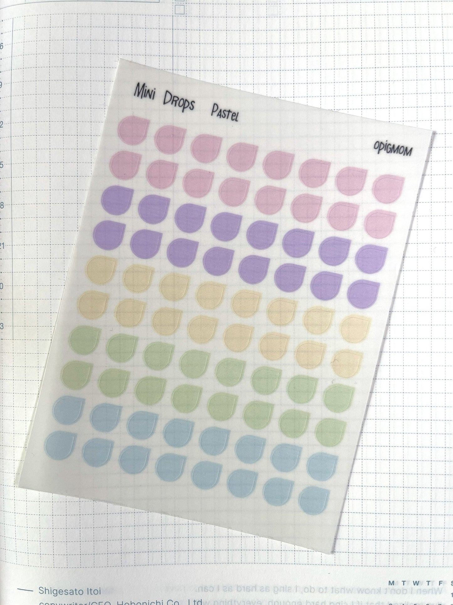Mini drops shape planner stickers with neutral brown and pastel colors 