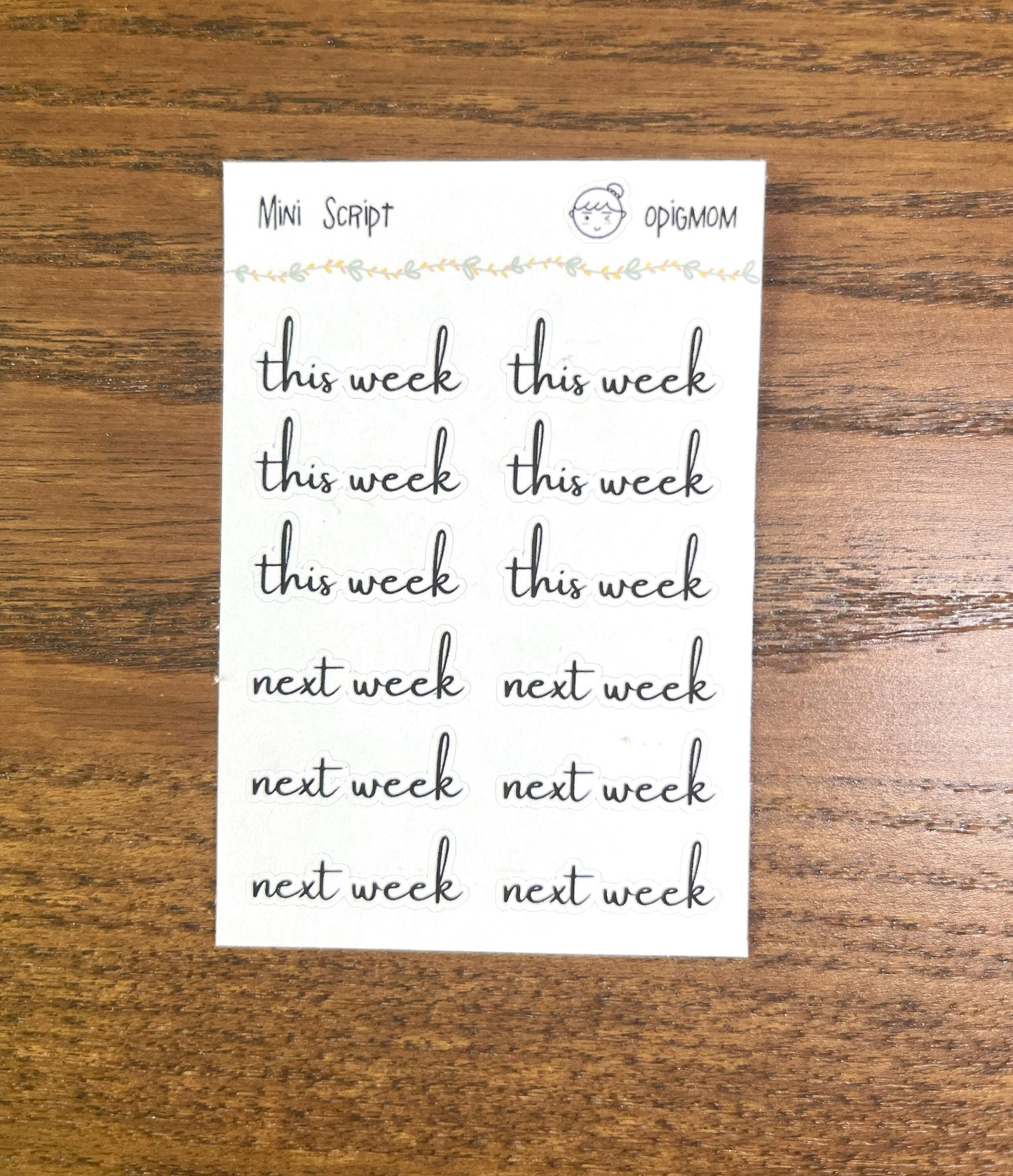 Mini Script - This Week / Next Week