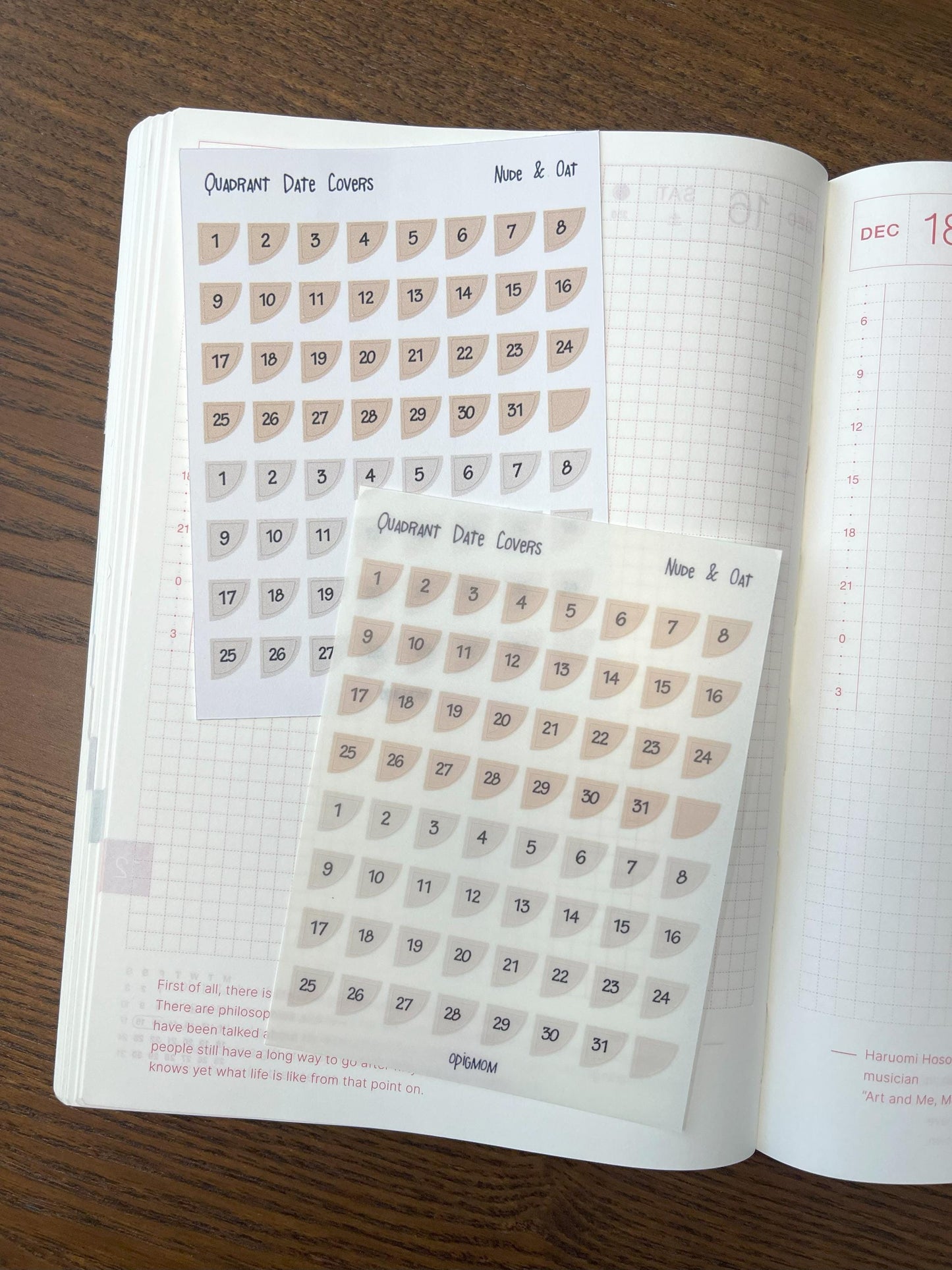 Date Covers - Dated Mini Quadrants