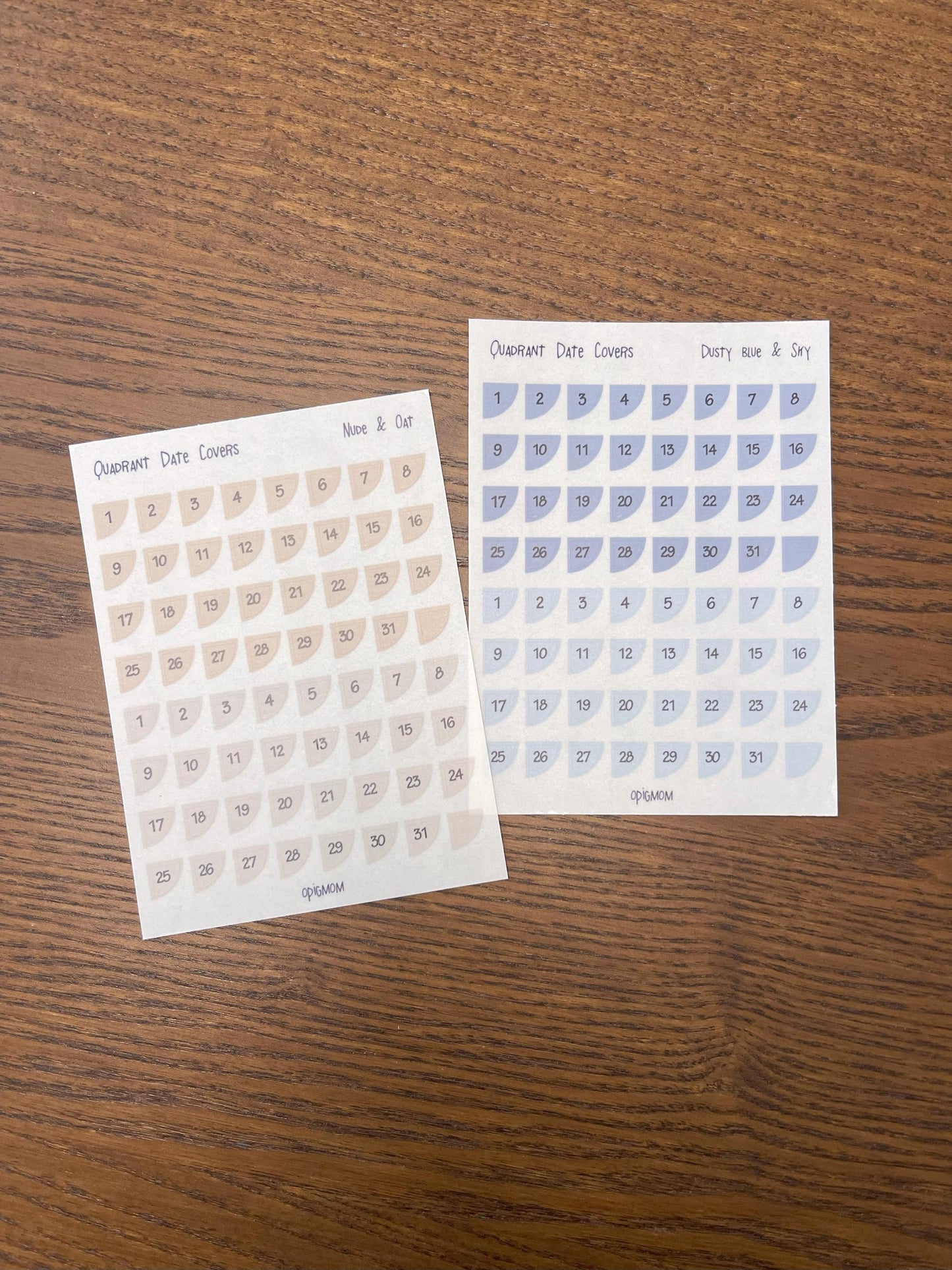 Date Covers - Dated Mini Quadrants