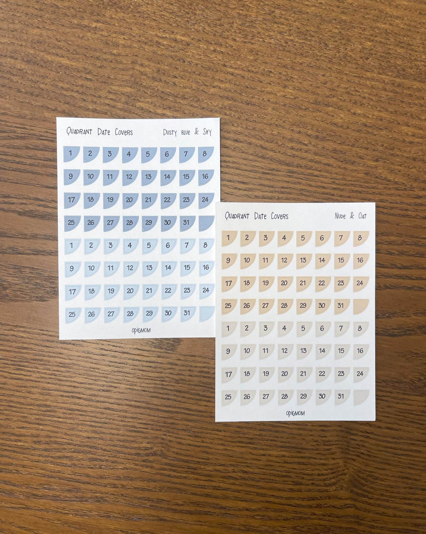 Date Covers - Dated Mini Quadrants