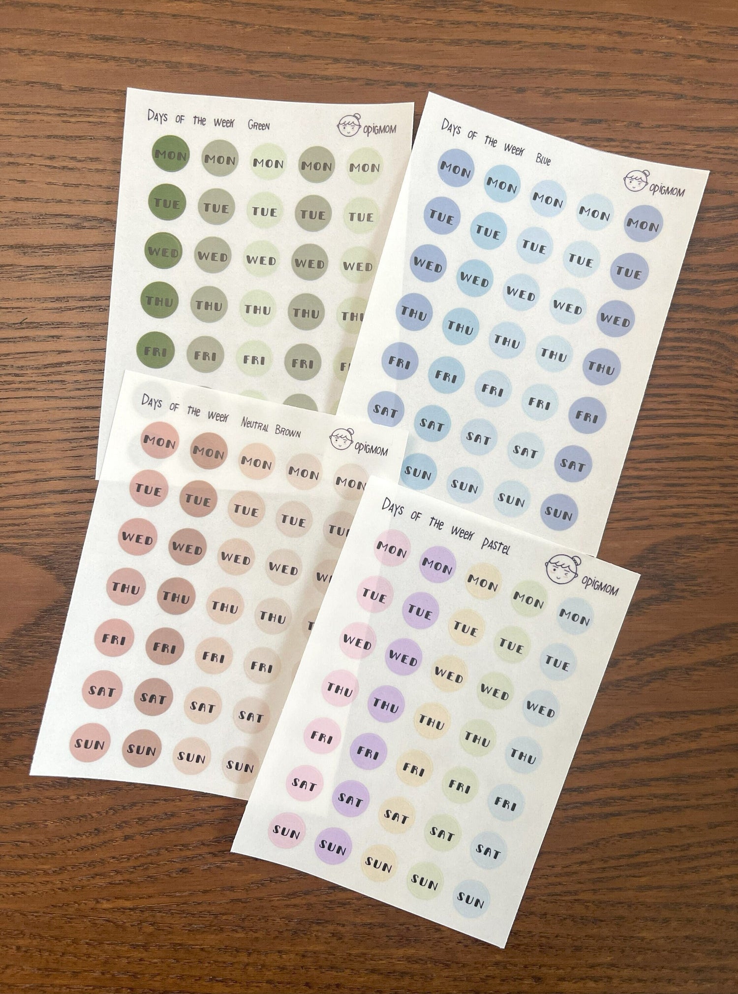 Weekdays Date Cover Stickers with 28 colors for Planners