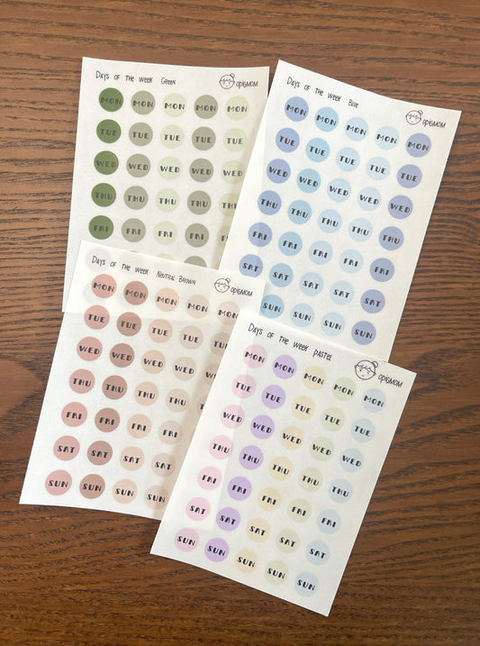 Weekdays Date Cover Stickers with 28 colors for Planners