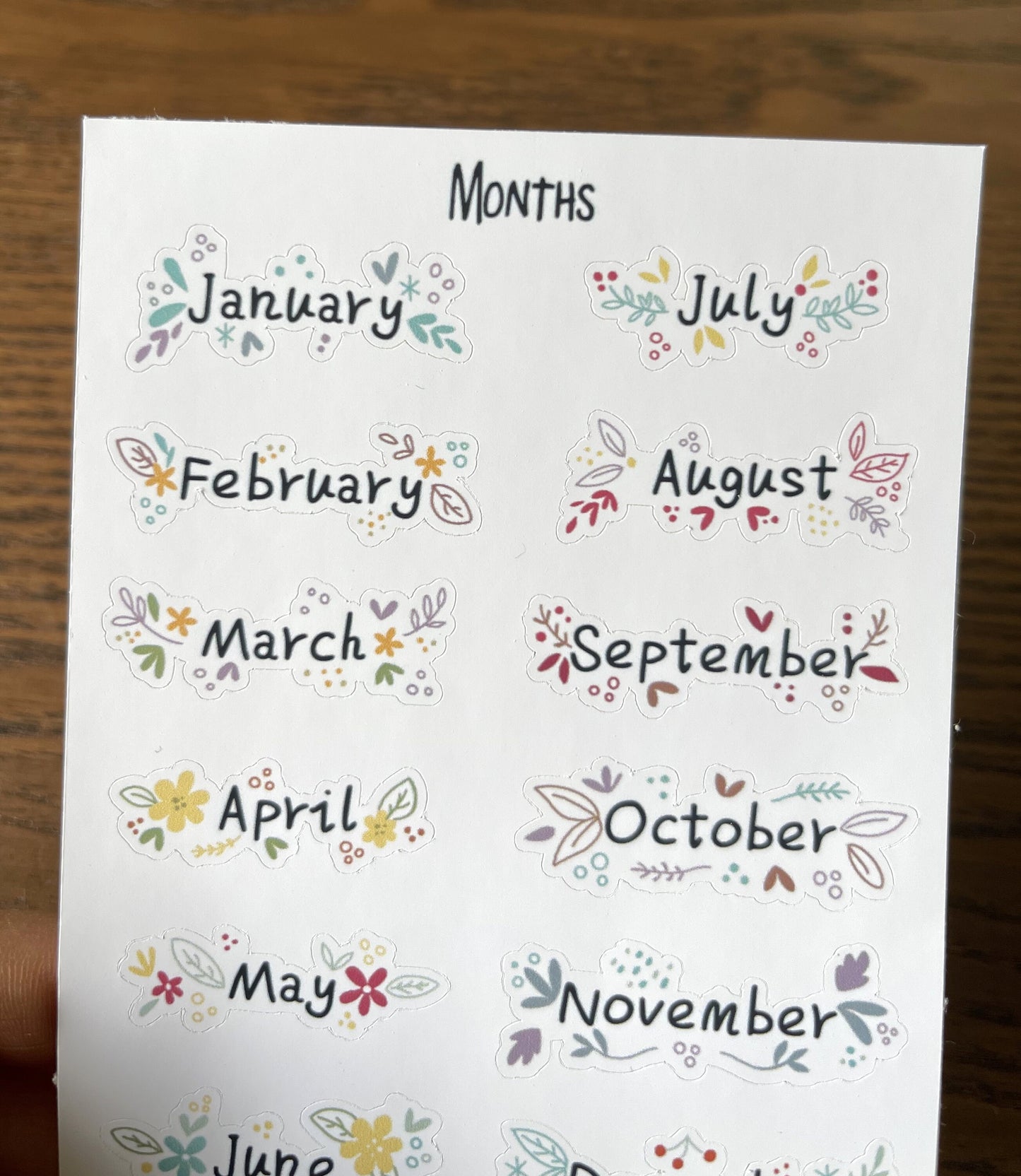 Floral Months Header