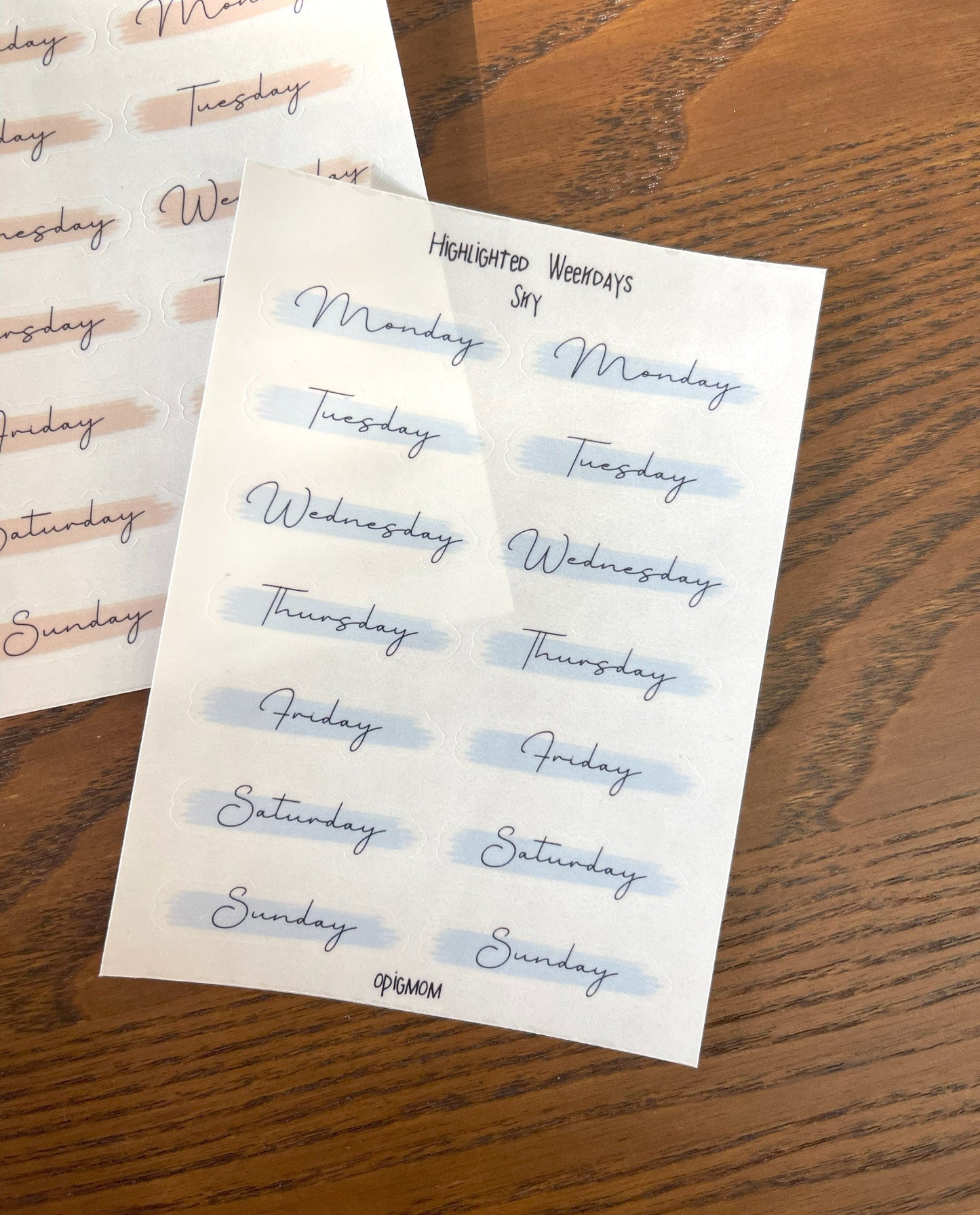 Highlighted WEEKDAYS Stickers