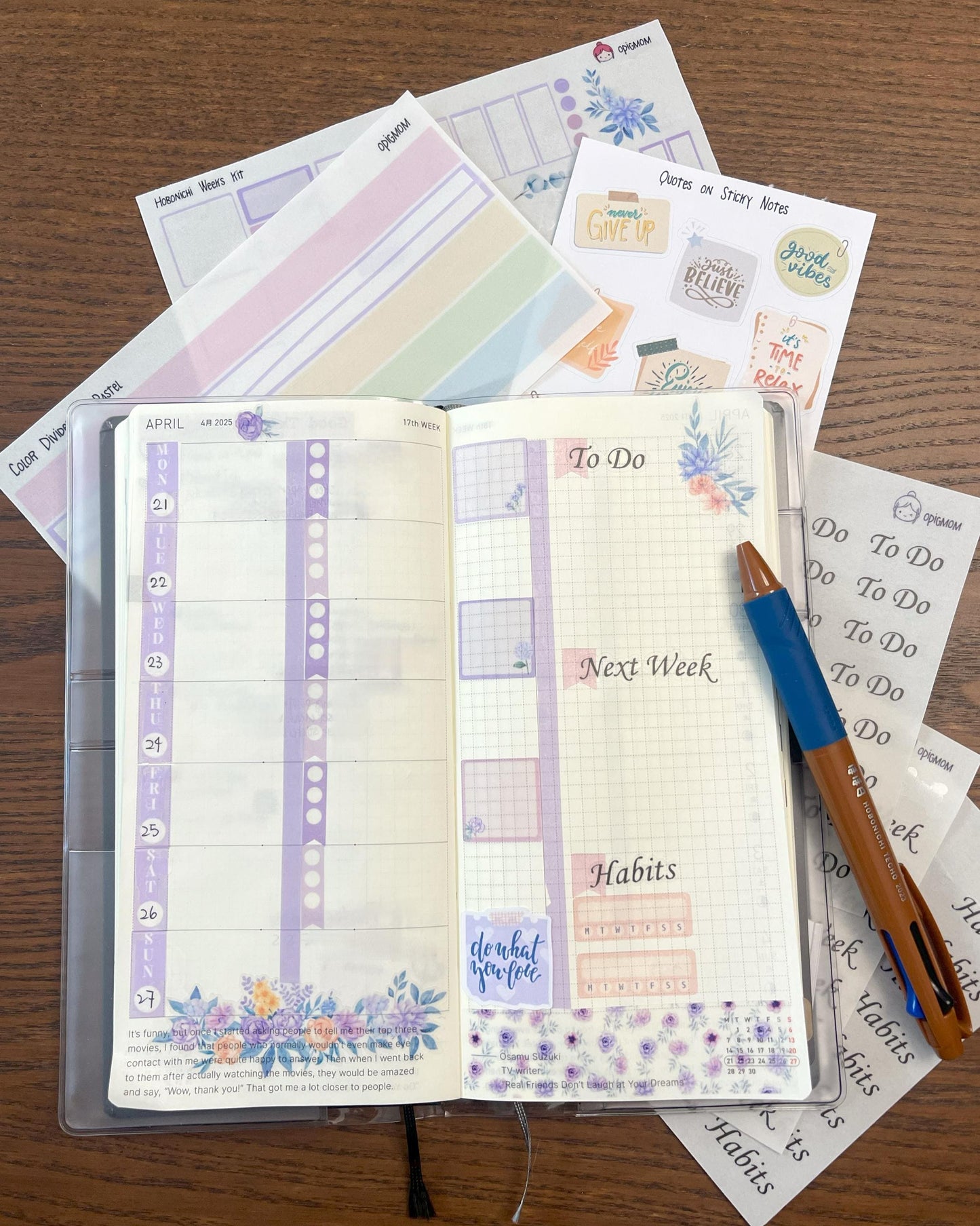 Hobonichi Weeks Weekly Kit - Purple Blossom