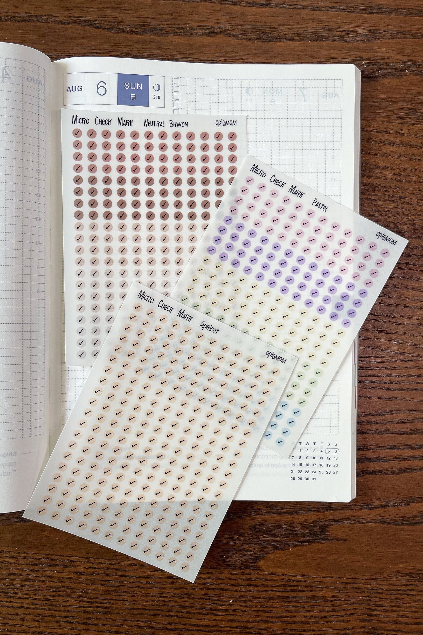 Micro Check Mark | Transparent dots | 28 colors, Functional Planner Stickers