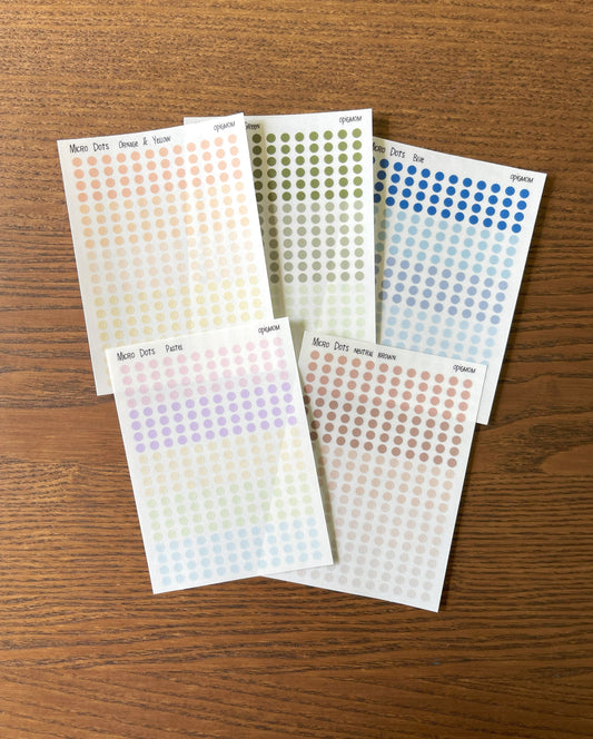 Micro Dots | Transparent dots | 28 colors, Functional Planner Stickers