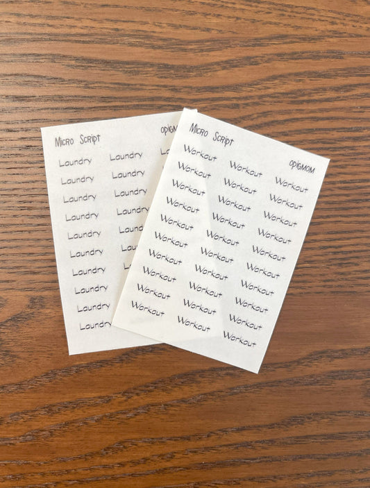 Micro Custom Text stickers (Standard Font) | White / Transparent script stickers | Functional Planner Stickers | Minimal Planner Stickers