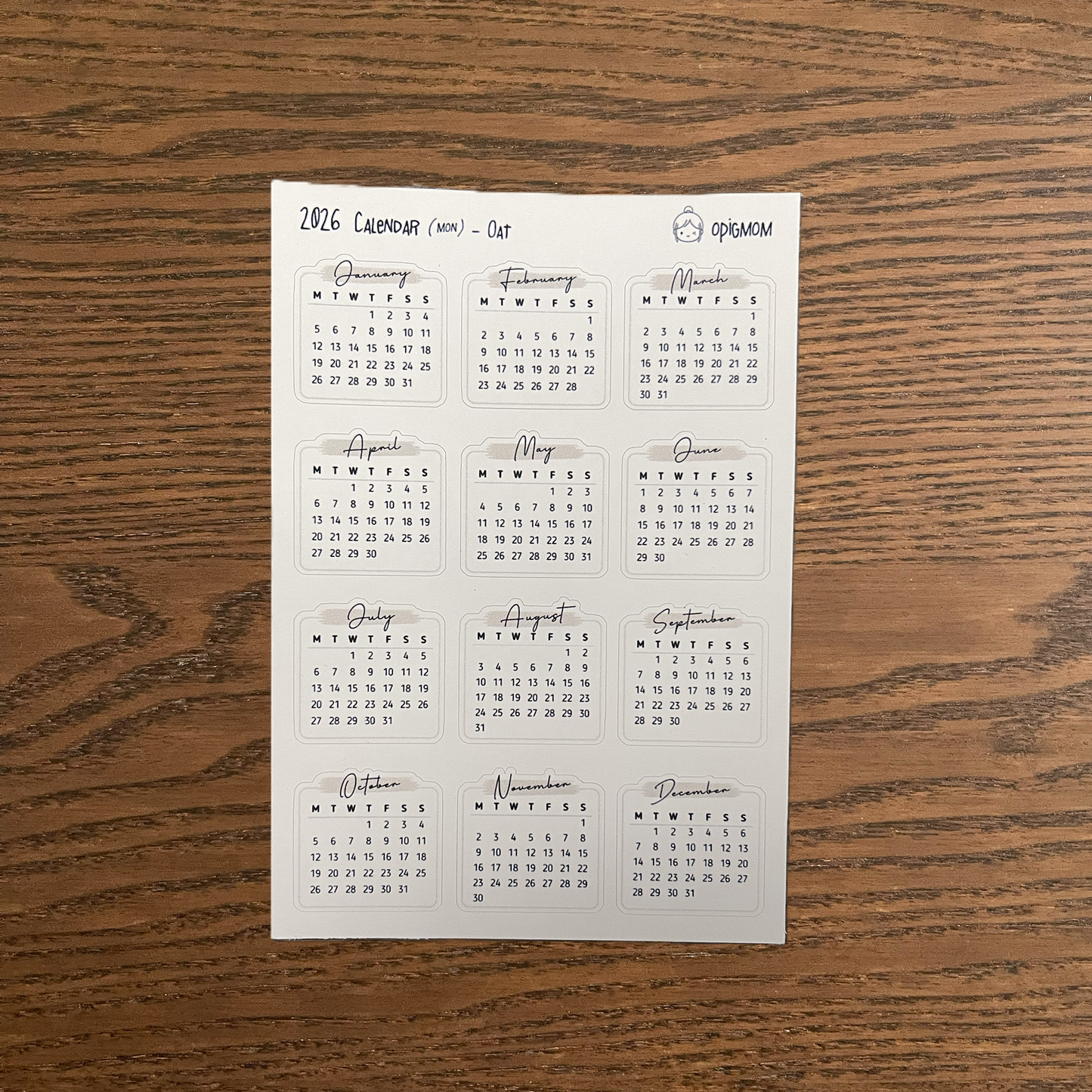 2026 Mini Calendar